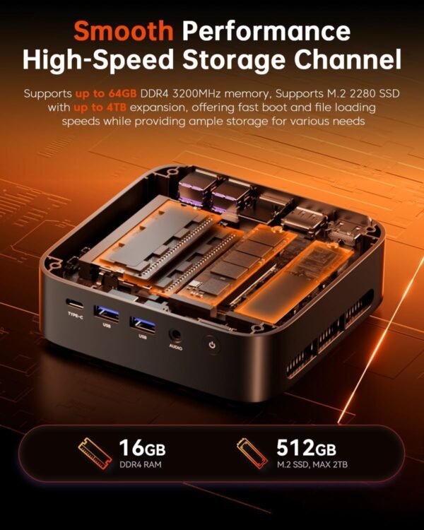 ACEMAGICIAN Kron Mini K1 Mini PC, Ryzen 7 5700U, 16GB DDR4 512GB SSD Mini Computers (8C/16T, up to 4.3Ghz), Light Gaming Desktop 4K Triple Display Mini Desktop Bluetooth/WiFi6/Office