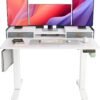 YDN Electric Standing Desk with Drawers, Adjustable Height Stand Up Desk, 48 inch Electric Sit Stand Computer Desk for Home Office, White