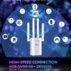 2025 New WiFi Extender Signal Booster, Long Range up to 13355Sq.ft, Wireless Internet Repeater Routers Signal Amplifier for Home, Office, Garage, 8X Faster Access Point with Ethernet Port, 1-Tap Setup
