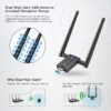 Wireless USB WiFi Adapter for PC: 1300Mbps 5G/2.4G Dual 5dBi High-gain Antennas WiFi Adapter for Desktop PC, Wireless Network Dongle for Windows11/10/7