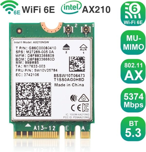 716mGcAVQLL._AC_SL1500_.jpg EDUP WiFi 6E Wireless Card Intel AX210 NGW Bluetooth 5.3 5400Mbps Tri-Band 2.4Ghz/5Ghz/6Ghz Network Adapter for Laptop Support Windows 10/11 (64bit) M.2/NGFF