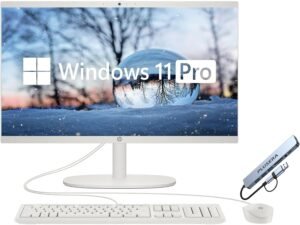 HP 21.5" FHD All-in-One Desktop Computer, 32GB RAM 1.5TB Storage HP 21.5" FHD All-in-One Desktop Computer, 32GB RAM 1.5TB Storage (1TB SSD+512GB Docking Station Set), Dual-Core Intel Celeron, Windows 11 Pro with Microsoft Office Home & Business Included, Snow White