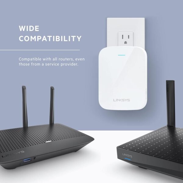 Linksys WiFi Extender, WiFi 6 Range Booster, Dual-Band Booster, Internet Repeater, 2,000 Sq. ft Coverage, Speeds up to (AX1800) 1.8Gbps - RE7310