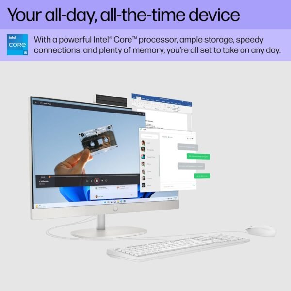 71EdQTffLLL._AC_SL1500_.jpg HP 23.8 inch All-in-One Desktop PC, FHD Display, Intel Core i5-1334U, 16 GB RAM, 512 GB SSD, Intel UHD Graphics, Windows 11 Home, Shell White, 24-cr0112 (2025)