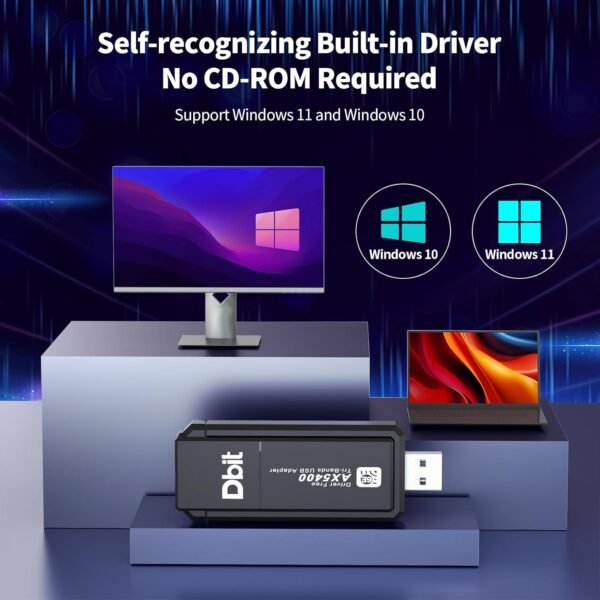 DBIT WiFi6E USB 3.0 WiFi Adapter for PC, AX5400M 802.11AX, Tri-Band 6GHz/5GHz/2.4GHz, WPA3, Wireless USB WiFi Dongle Network Adapter for PC Laptop, Only Compatible with Windows 11/10