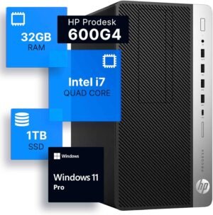 HP ProDesk 600G4 Tower Desktop Computer | Intel i7-8700 (3.4) HP ProDesk 600G4 Tower Desktop Computer | Intel i7-8700 (3.4) | 32GB DDR4 RAM | 1TB SSD Solid State | Wi-Fi 5G + Bluetooth | Windows 11 Professional | Home or Office PC (Renewed)