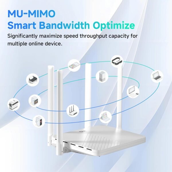 DBIT AC1200 Gigabit WiFi Router 2.4GHz +5GHz Dual Band MU-MIMO Wireless Internet Router, 4 x 10/100/1000Mbps Ethernet Ports, 4 x 5dBi Antennas, Support Router, AP, Repeater Mode, EasyMesh, White