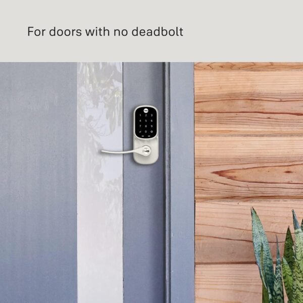 Yale Assure Lever Entry Door Handle with Wi-Fi Connected Physical Keypad, Black Suede Smart Door Lock with Handle, Back-Up Key, ‎YRL216-WF1-BSP
