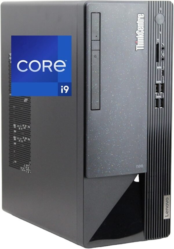 Lenovo ThinkCentre Neo 50T Gen4 Tower, Intel i9-12900K, 32GB Ram, Lenovo ThinkCentre Neo 50T Gen4 Tower, Intel i9-12900K, 32GB Ram, 1TB NVMe SSD, DisplayPort, HDMI, VGA, DVDRW, USB C, SD Card Reader, Wi-Fi, BT, Windows 11 Pro, Black Desktop