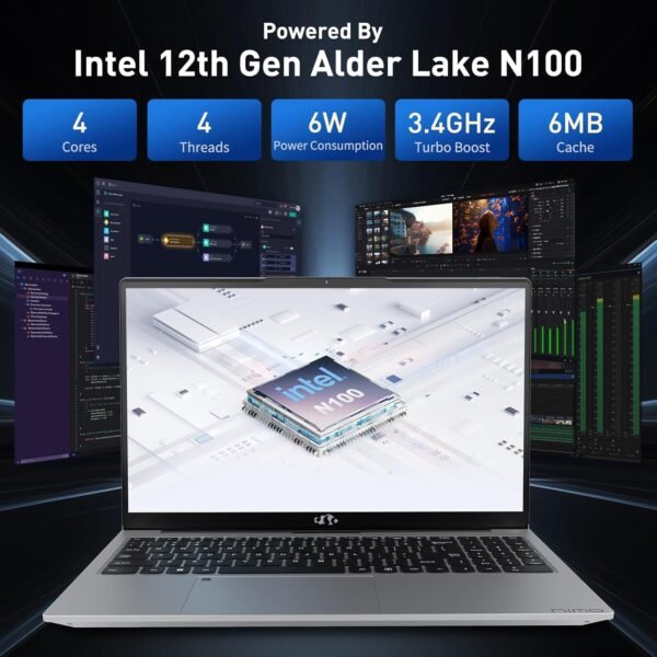 NIMO 15.6 IPS-FHD-Laptop, 16GB RAM 1TB SSD Intel Pentium Quad Core N100, Backlit Keyboard Fingerprint (Beat to i3-1115G4 Up to 3.4GHz) Computer for Student-Home WiFi 6 BT5.2 Win 11