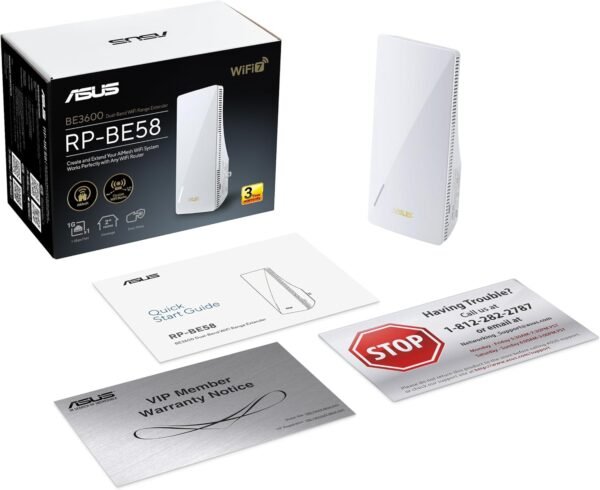 ASUS RP-BE58 BE3600 Dual Band WiFi 7 (802.11be) Range Extender, AiMesh Extender for Seamless mesh WiFi; Works with Any WiFi Router