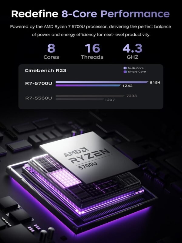 2025 AMD Gaming Laptop, 15.6inch Laptop Computer with AMD Ryzen 7 5700U(8C/16T, Up to 4.3GHz), 16GB RAM 512GB NVMe SSD Windows 11 Laptop, Radeon RX Vega 8 Graphics,WiFi 6