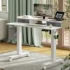 YDN Electric Standing Desk with Drawers, Adjustable Height Stand Up Desk, 48 inch Electric Sit Stand Computer Desk for Home Office, White
