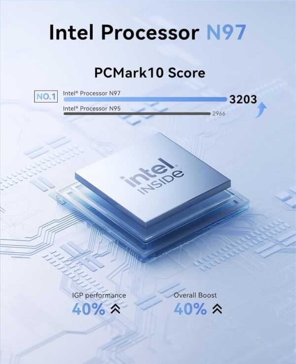 KAMRUI Mini PC Computer, Intel Processor N97 (up to 3.6 GHz), 16GB DDR4 RAM 256GB M.2 SSD, Mini Desktop Computer Support Dual 4K, WiFi, Bluetooth, Ethernet, HTPC for Business, Education, Home