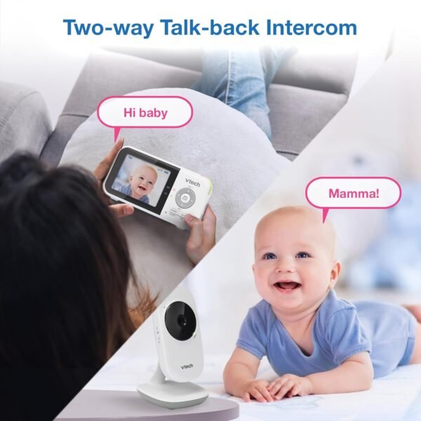 VTech VM819 Baby Monitor with Camera and Audio, 2.8” Screen Portable Baby Camera, Night Vision, 2-Way Audio, Temperature Sensor and Lullabies, Secure Transmission No WiFi, Ideal for Baby/Elderly/Pet