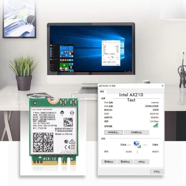 71WO0CvNEL._AC_SL1500_.jpg EDUP WiFi 6E Wireless Card Intel AX210 NGW Bluetooth 5.3 5400Mbps Tri-Band 2.4Ghz/5Ghz/6Ghz Network Adapter for Laptop Support Windows 10/11 (64bit) M.2/NGFF