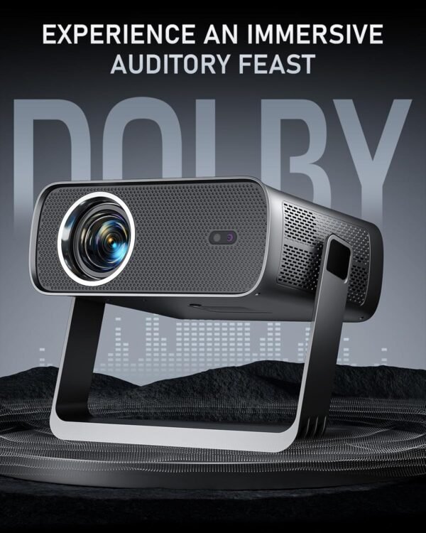 [Netflix Officially & Dolby Audio] XuanPad 4K Projector with WiFi and Bluetooth, Auto Focus & Keystone, 1.1 Short Throw, Smart Home Movie Projector with 280°Adjustable Stand
