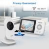 VTech VM819 Baby Monitor with Camera and Audio, 2.8” Screen Portable Baby Camera, Night Vision, 2-Way Audio, Temperature Sensor and Lullabies, Secure Transmission No WiFi, Ideal for Baby/Elderly/Pet