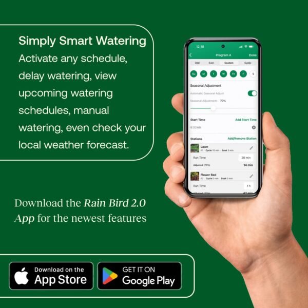 71XdhakyDYL._AC_SL1500_.jpg Rain Bird ARC8 App-Based Indoor/Outdoor Smart Irrigation WiFi Timer/Controller, 8-Zone/Station, EPA WaterSense Certified, Compatible with Alexa