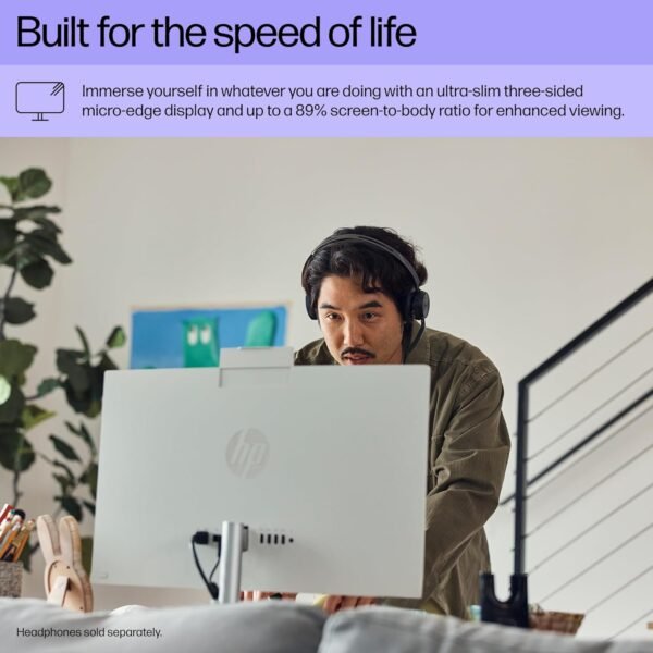 71XjQxDFTJL._AC_SL1500_.jpg HP 23.8 inch All-in-One Desktop PC, FHD Display, Intel Core i5-1334U, 16 GB RAM, 512 GB SSD, Intel UHD Graphics, Windows 11 Home, Shell White, 24-cr0112 (2025)