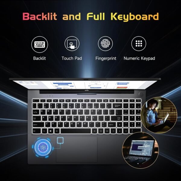 NIMO 15.6 IPS-FHD-Laptop, 16GB RAM 1TB SSD Intel Pentium Quad Core N100, Backlit Keyboard Fingerprint (Beat to i3-1115G4 Up to 3.4GHz) Computer for Student-Home WiFi 6 BT5.2 Win 11