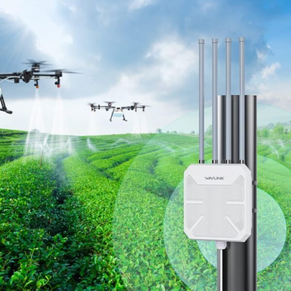 WAVLINK AX1800 Outdoor WiFi 6 Extender, IP67 Weatherproof Outdoor Access Point, High Power Long Range WiFi Extender Signal Booster, 4x8dBi Antennas, Compatible Starlink for Farm, Yard, RV, Campsite
