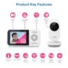 VTech VM819 Baby Monitor with Camera and Audio, 2.8” Screen Portable Baby Camera, Night Vision, 2-Way Audio, Temperature Sensor and Lullabies, Secure Transmission No WiFi, Ideal for Baby/Elderly/Pet