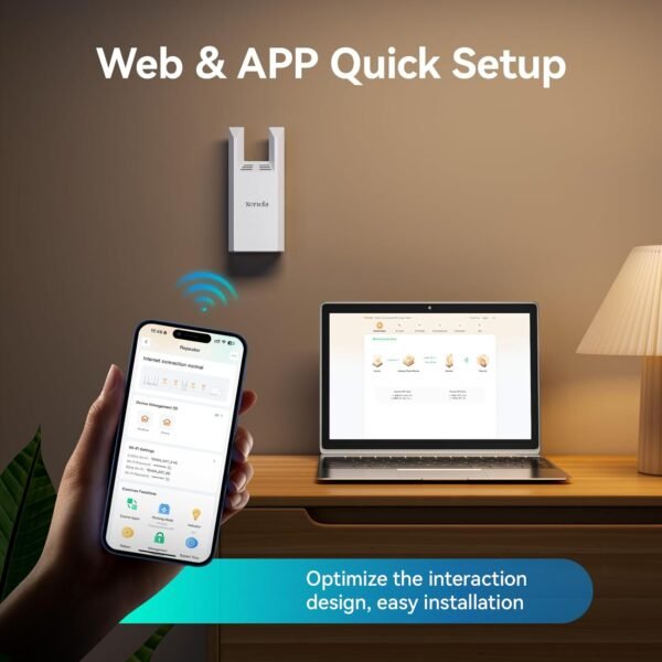 71d8FJt5YQL._AC_SL1500_.jpg Tenda WiFi Range Extender AC1200 - WiFi Extender with Gigabit Ethernet Port, 1.2Gbps Home Signal Booster, Dual Band, Up to 1600 Sq & 32 Devices (A18Pro)