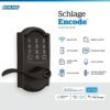Schlage FE789WB CAM 716 Acc Encode WiFi Accent Lever Smart Lock, Keyless Entry Touchscreen Door Lock with Camelot Trim, Aged Bronze