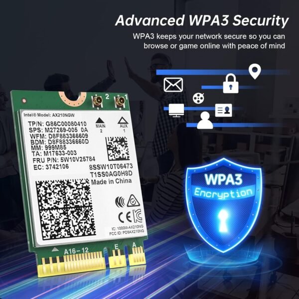 71j1cEMfAnL._AC_SL1500_.jpg EDUP WiFi 6E Wireless Card Intel AX210 NGW Bluetooth 5.3 5400Mbps Tri-Band 2.4Ghz/5Ghz/6Ghz Network Adapter for Laptop Support Windows 10/11 (64bit) M.2/NGFF