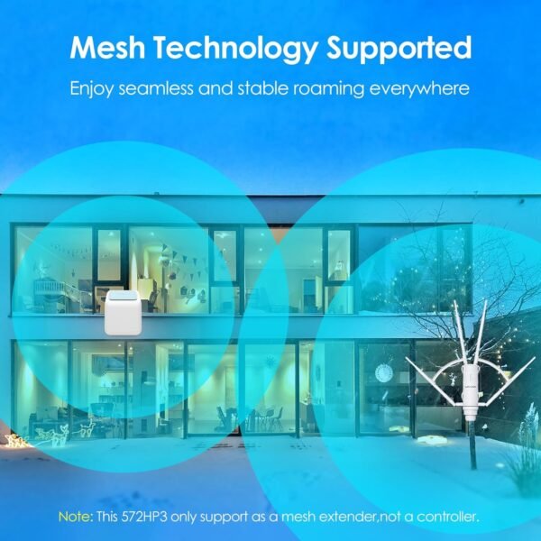 WAVLINK AC1200 Outdoor Long Range Weatherproof WiFi Extender/Wireless Access Point with Passive POE, Dual Band 5G+2.4G, 4x7dBi Omni Directional Antennas,Supports Router/AP/Repeater/Mesh Modes