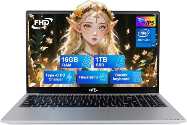 NIMO 15.6 IPS-FHD-Laptop, 16GB RAM 1TB SSD Intel Pentium Quad Core N100, Backlit Keyboard Fingerprint (Beat to i3-1115G4 Up to 3.4GHz) Computer for Student-Home WiFi 6 BT5.2 Win 11