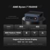 Mini Gaming PC M4, Dual 2.5G LAN Ryzen 7 7840HS Desktop Computers, 32GB DDR5 1TB PCIe4.0 NVMe SSD, Radeon 780M Graphics,Quad Display, Oculink/USB 4.0/HDMI/DP, Wi-Fi 6/ BT5.2