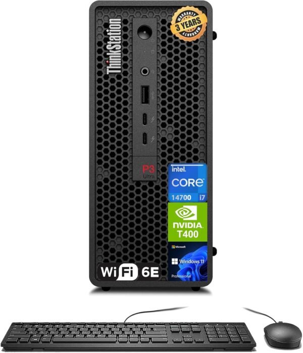 Lenovo ThinkStation P3 SFF Workstation Desktop (Intel 20-Core i7-14700, 128GB Lenovo ThinkStation P3 SFF Workstation Desktop (Intel 20-Core i7-14700, 128GB RAM, 4TB SSD, NVIDIA T400 4GB) for Engineers, Analysts, Creative Professionals, Wi-Fi, Thunderbolt 4, Ethernet, Win 11 Pro