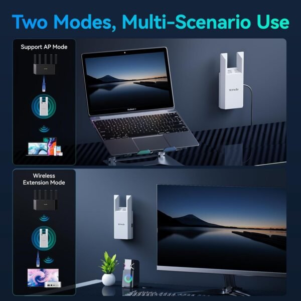 71sDyuZlaAL._AC_SL1500_.jpg Tenda WiFi Range Extender AC1200 - WiFi Extender with Gigabit Ethernet Port, 1.2Gbps Home Signal Booster, Dual Band, Up to 1600 Sq & 32 Devices (A18Pro)