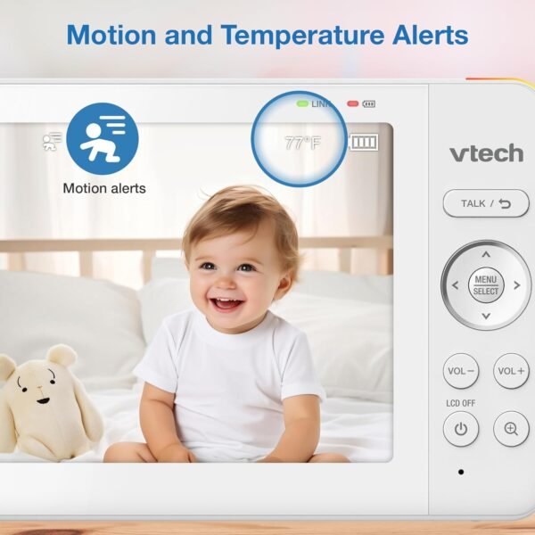 VTech [2025 Upgrade Baby Monitor with 7" IPS Screen, Pan Tilt Zoom Camera, No WiFi Video Baby Monitor with Camera and Audio, Multi-Color Night Light, 2-Way Talk, Lullabies, Advanced HQ Max