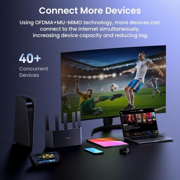 Tenda AX3000 WiFi 6 Router – Dual Band Gigabit for Wireless Internet, 4XGE Ports, VPN, Easy Setup, Parental Controls, Access Point Mode, IPv6, WPA3(RX12L Pro)