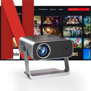 [Netflix Officially & Dolby Audio] XuanPad 4K Projector with WiFi and Bluetooth, Auto Focus & Keystone, 1.1 Short Throw, Smart Home Movie Projector with 280°Adjustable Stand