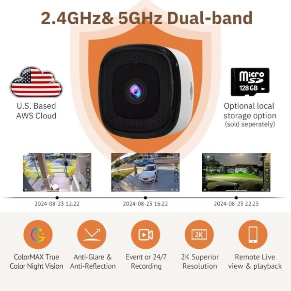 2K Window Camera,2.4GHz & 5GHz WiFi Indoor Cameras for Home Security with ChroMax Al Color Night Vision,Person & Motion Detection,Easy & Quick Install(4 Pack)