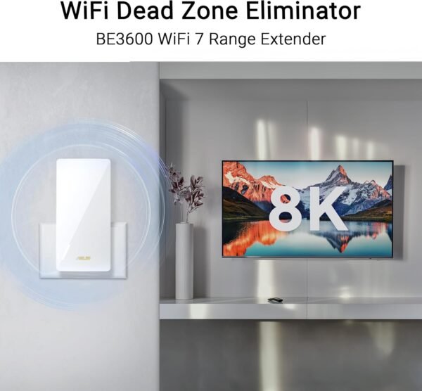 ASUS RP-BE58 BE3600 Dual Band WiFi 7 (802.11be) Range Extender, AiMesh Extender for Seamless mesh WiFi; Works with Any WiFi Router