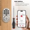 Kwikset Halo Wi-Fi Smart Lock, Keyless Entry Door Deadbolt, Geofence Auto-Unlock, Grade AAA Certified, No Hub Easy Install, Satin Nickel Lifetime Finish Warranty, Backlit Keypad