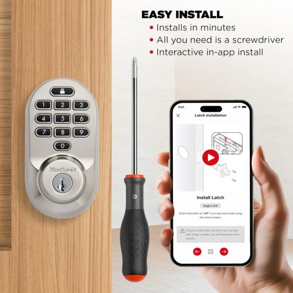 Kwikset Halo Wi-Fi Smart Lock, Keyless Entry Door Deadbolt, Geofence Auto-Unlock, Grade AAA Certified, No Hub Easy Install, Satin Nickel Lifetime Finish Warranty, Backlit Keypad
