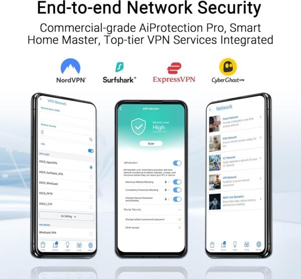 ASUS RT-BE82U Dual-Band WiFi 7 (802.11be) Smart AiMesh Extendable Router, 6500 Mbps, Five 2.5GbE Ports, 4096-QAM, Up to 3 SSIDs for IoT Devices, Parental Controls & VPNs, Advanced Network Security