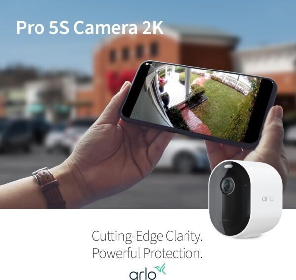 Arlo Pro 5S Spotlight Security Camera 2K HDR | Outdoor | Wireless | Dual-Band Wi-Fi Connects to Strongest Network |12X Zoom, 2-Way Audio, Siren, Color Night Vision,Live Stream(White, 4 Cameras)