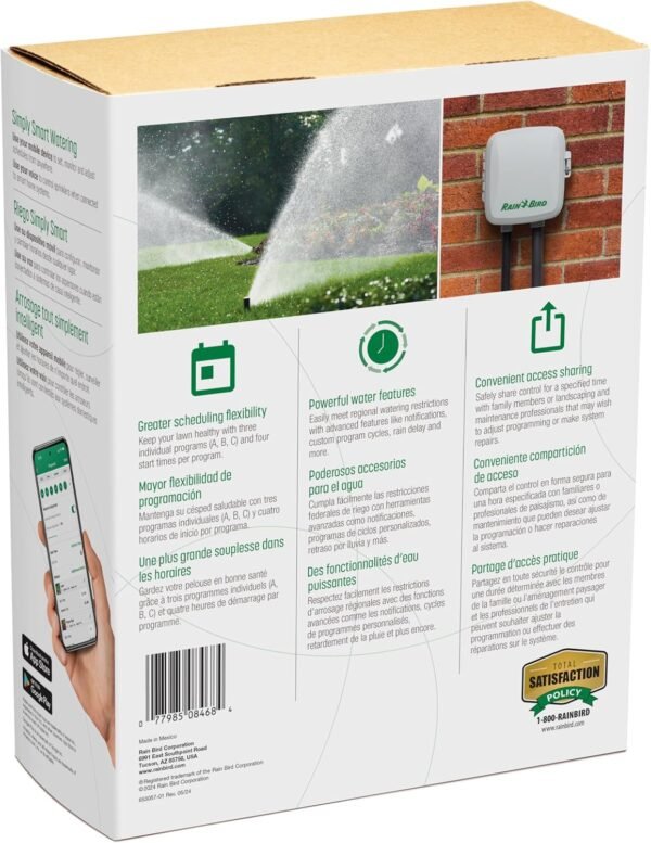 81K2iCXq7lL._AC_SL1500_.jpg Rain Bird ARC8 App-Based Indoor/Outdoor Smart Irrigation WiFi Timer/Controller, 8-Zone/Station, EPA WaterSense Certified, Compatible with Alexa