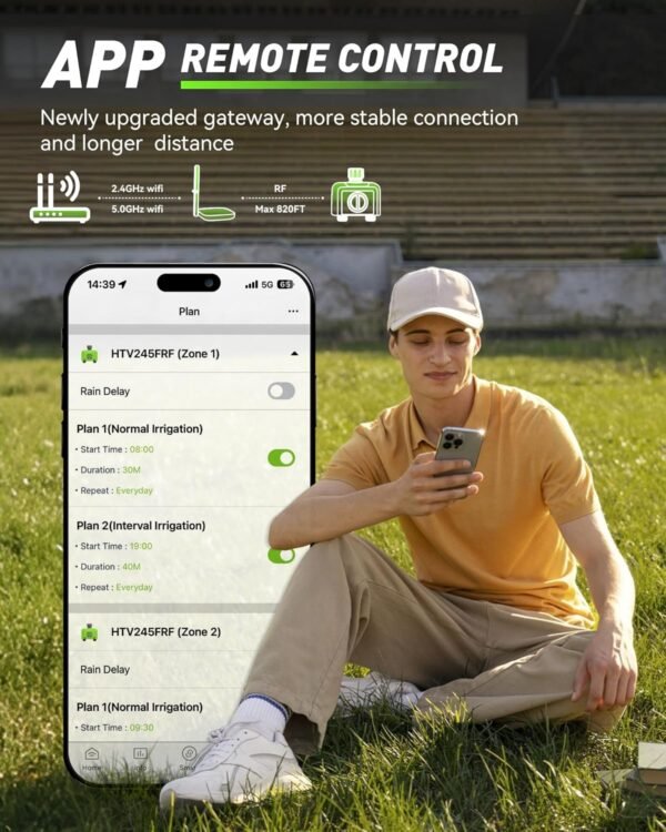 81Q3YJt06-L._AC_SL1500_.jpg RAINPOINT WiFi Water Timer for Garden Hose, 2 Zone Smart Hose Timer WiFi Sprinkler Controller with Antenna Gateway, APP Remote Control, Weather-Based Smart Watering System for Lawn and Yard