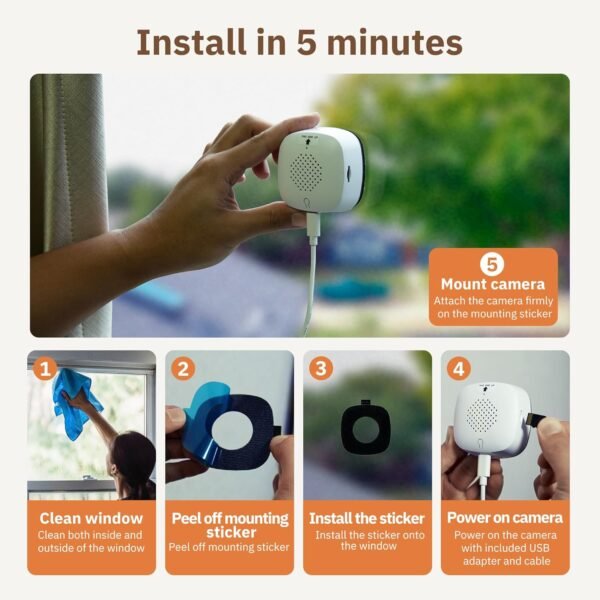 2K Window Camera,2.4GHz & 5GHz WiFi Indoor Cameras for Home Security with ChroMax Al Color Night Vision,Person & Motion Detection,Easy & Quick Install(4 Pack)