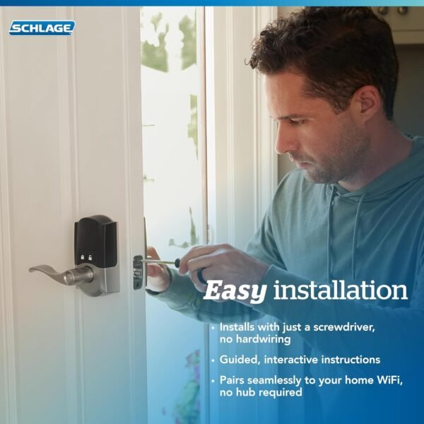 Schlage FE789WB CAM 716 Acc Encode WiFi Accent Lever Smart Lock, Keyless Entry Touchscreen Door Lock with Camelot Trim, Aged Bronze