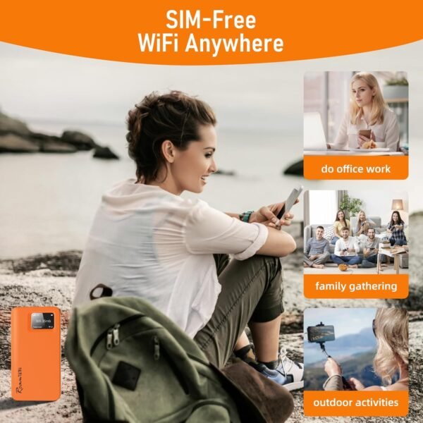 RoamWiFi 4G LTE Portable Hotspot - 10GB US + 1GB Global Data (30 Days), 10 Devices, 170+ Countries, No SIM/Contract - Travel, Home, Gaming (02 RoamWiFi 4G Hotspot【10G USA + 1G Global Data】)