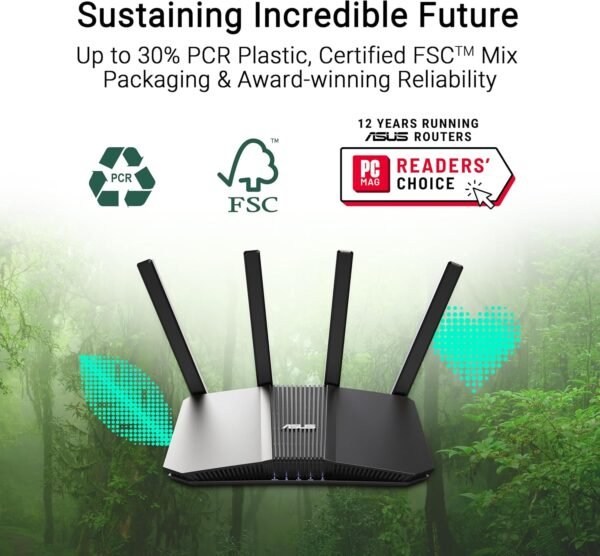 ASUS RT-BE82U Dual-Band WiFi 7 (802.11be) Smart AiMesh Extendable Router, 6500 Mbps, Five 2.5GbE Ports, 4096-QAM, Up to 3 SSIDs for IoT Devices, Parental Controls & VPNs, Advanced Network Security